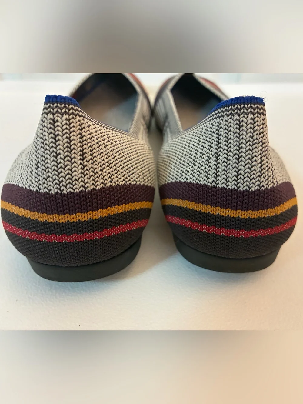 Rothy's The Point Inverse Stripe Multicolor Pointed Knit Flats Size 10.5 Boho